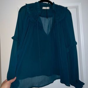 Mango Sheer Ruffle Top